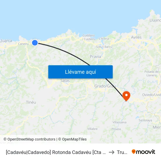 [Cadavéu|Cadavedo]  Rotonda Cadavéu [Cta 16975] to Trubia map