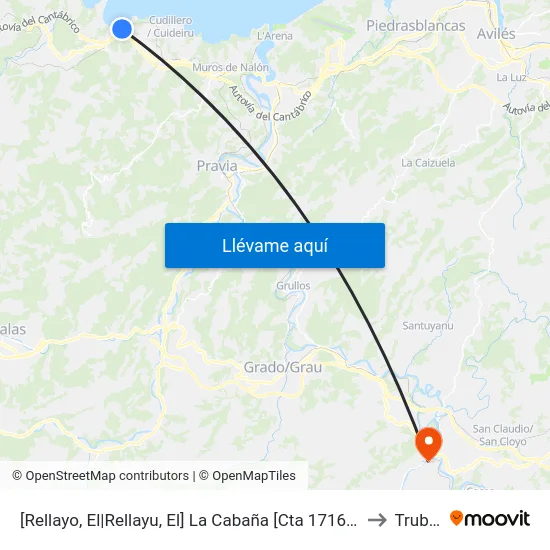 [Rellayo, El|Rellayu, El]  La Cabaña [Cta 17161] to Trubia map