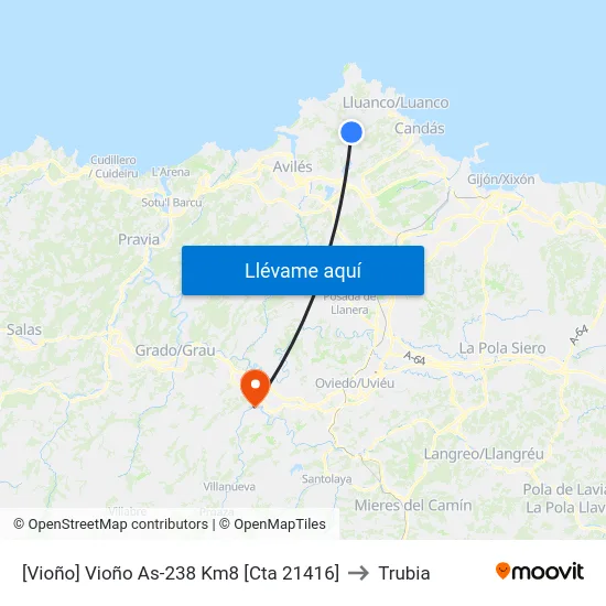 [Vioño]  Vioño As-238 Km8 [Cta 21416] to Trubia map