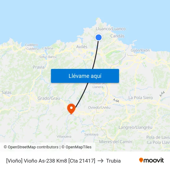 [Vioño]  Vioño As-238 Km8 [Cta 21417] to Trubia map