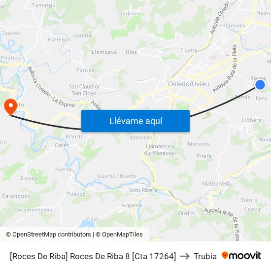 [Roces De Riba]  Roces De Riba 8 [Cta 17264] to Trubia map