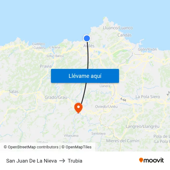 San Juan De La Nieva to Trubia map