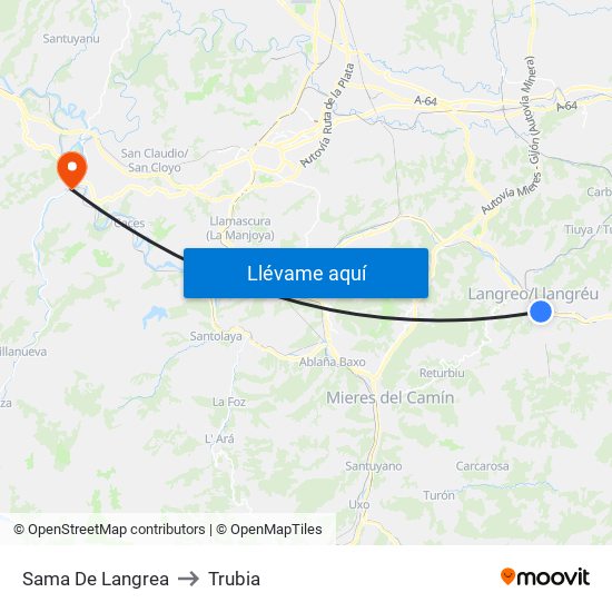 Sama De Langrea to Trubia map