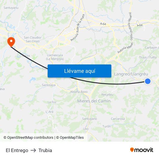 El Entrego to Trubia map