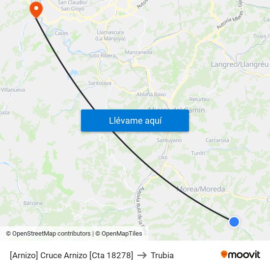 [Arnizo]  Cruce Arnizo [Cta 18278] to Trubia map