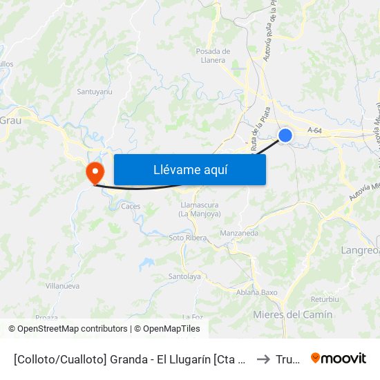 [Colloto/Cualloto]  Granda - El Llugarín [Cta 20778] to Trubia map