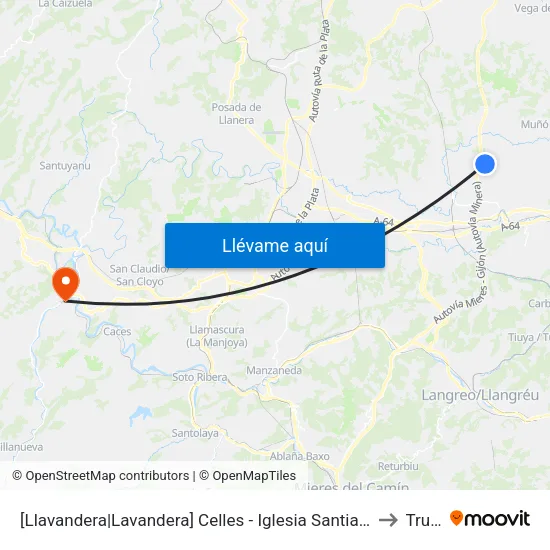 [Llavandera|Lavandera]  Celles - Iglesia Santianes [Cta 15701] to Trubia map