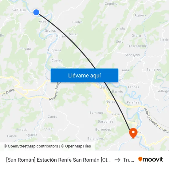 [San Román]  Estación Renfe San Román [Cta 00061] to Trubia map