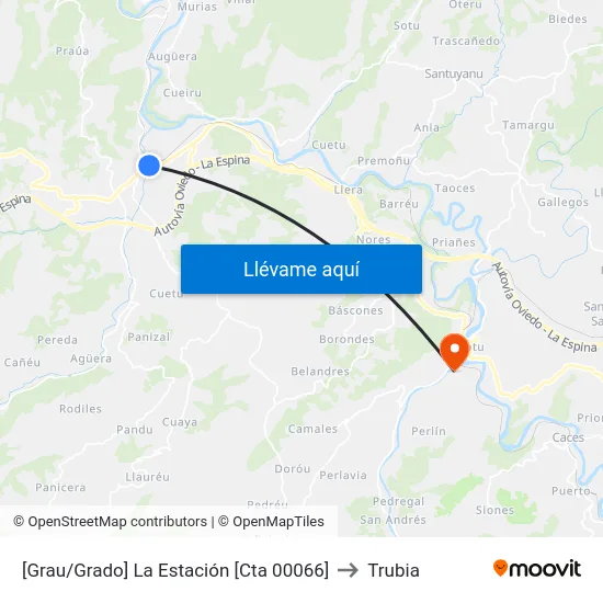 [Grau/Grado]  La Estación [Cta 00066] to Trubia map