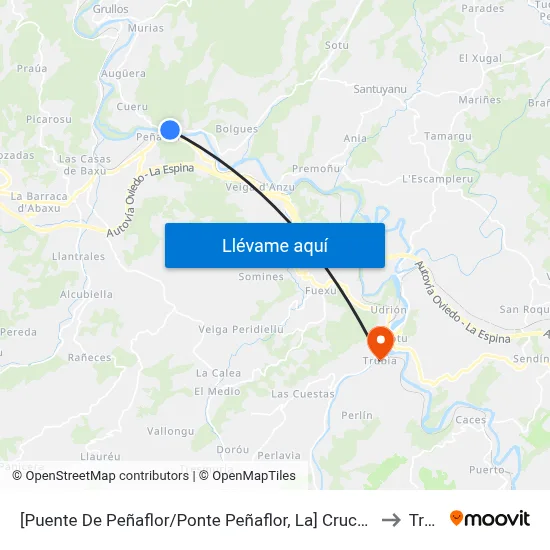 [Puente De Peñaflor/Ponte Peñaflor, La]  Cruce Peñaflor [Cta 00069] to Trubia map
