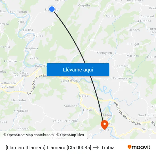 [Llameiru|Llamero]  Llameiru [Cta 00085] to Trubia map
