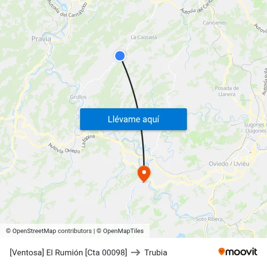 [Ventosa]  El Rumión [Cta 00098] to Trubia map