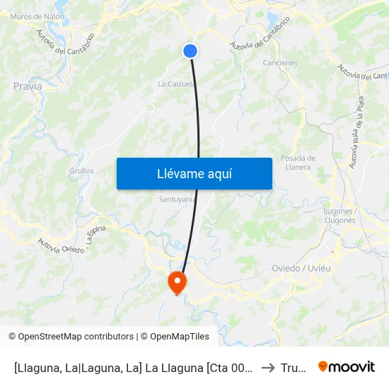 [Llaguna, La|Laguna, La]  La Llaguna [Cta 00122] to Trubia map