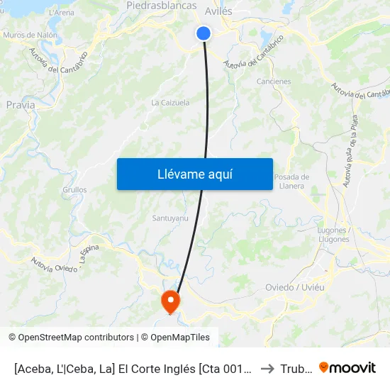 [Aceba, L'|Ceba, La]  El Corte Inglés [Cta 00140] to Trubia map