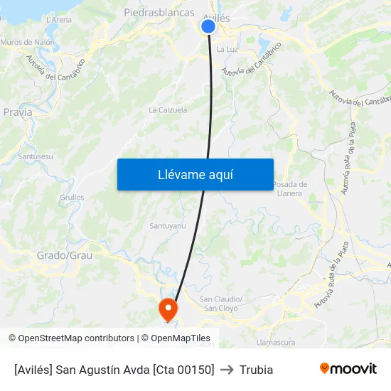 [Avilés]  San Agustín Avda [Cta 00150] to Trubia map