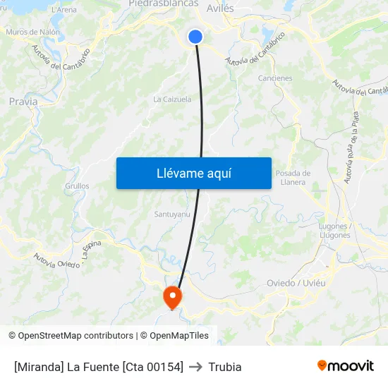 [Miranda]  La Fuente [Cta 00154] to Trubia map