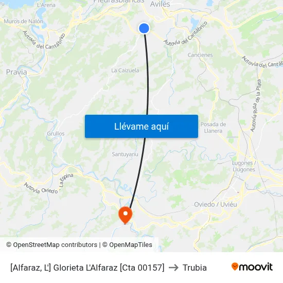 [Alfaraz, L']  Glorieta L'Alfaraz [Cta 00157] to Trubia map