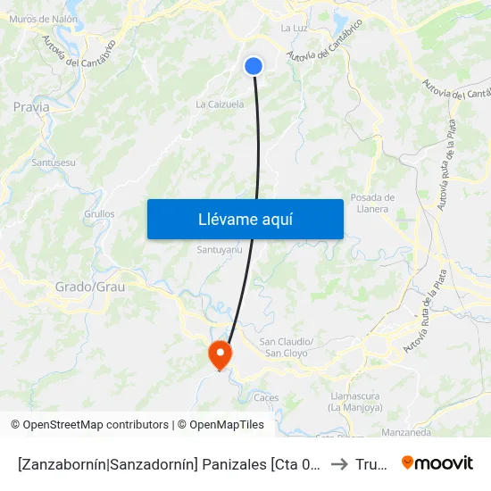[Zanzabornín|Sanzadornín]  Panizales [Cta 00194] to Trubia map