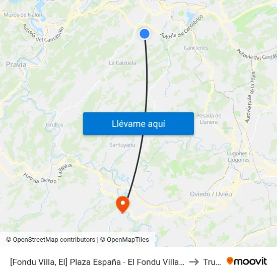 [Fondu Villa, El]  Plaza España - El Fondu Villa [Cta 00195] to Trubia map