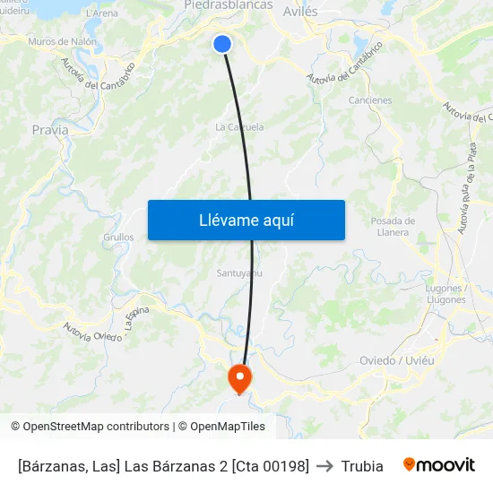 [Bárzanas, Las]  Las Bárzanas 2 [Cta 00198] to Trubia map