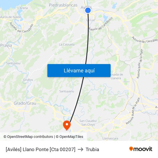 [Avilés]  Llano Ponte [Cta 00207] to Trubia map