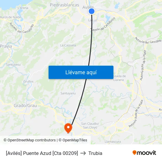 [Avilés]  Puente Azud [Cta 00209] to Trubia map