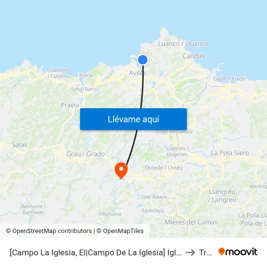 [Campo La Iglesia, El|Campo De La Iglesia]  Iglesia Laviana [Cta 00233] to Trubia map