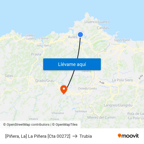 [Piñera, La]  La Piñera [Cta 00272] to Trubia map