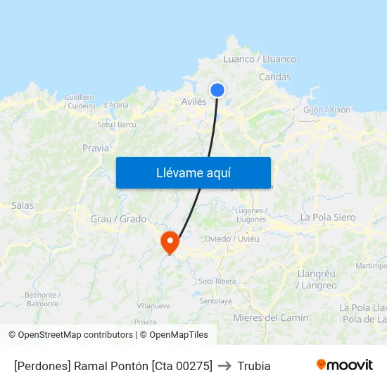 [Perdones]  Ramal Pontón [Cta 00275] to Trubia map