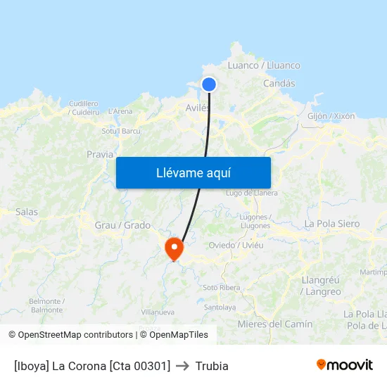 [Iboya]  La Corona [Cta 00301] to Trubia map