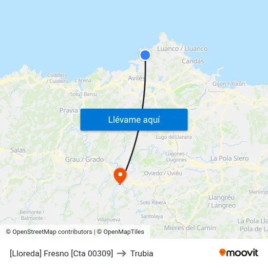 [Lloreda]  Fresno [Cta 00309] to Trubia map