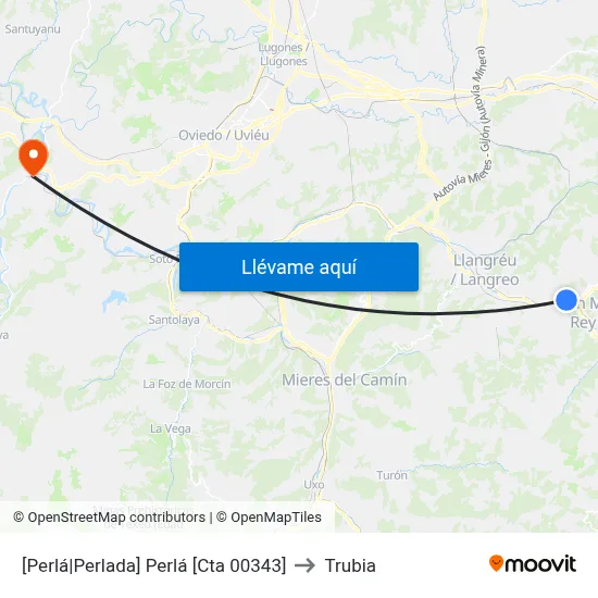 [Perlá|Perlada]  Perlá [Cta 00343] to Trubia map