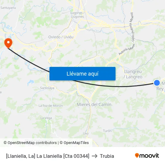 [Llaniella, La]  La Llaniella [Cta 00344] to Trubia map