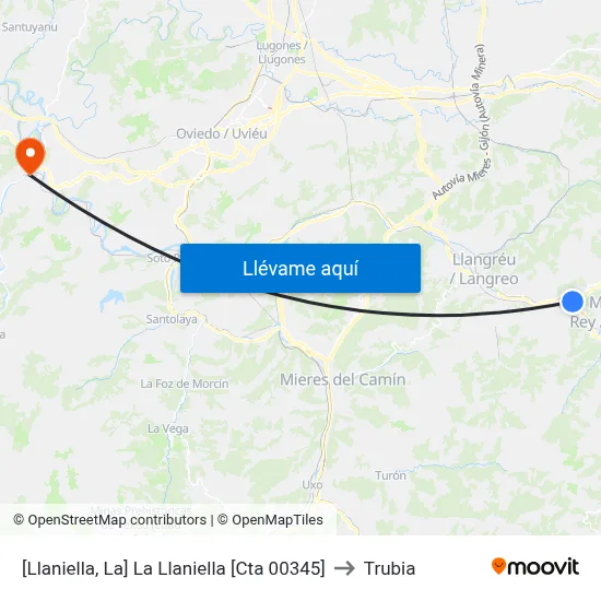 [Llaniella, La]  La Llaniella [Cta 00345] to Trubia map