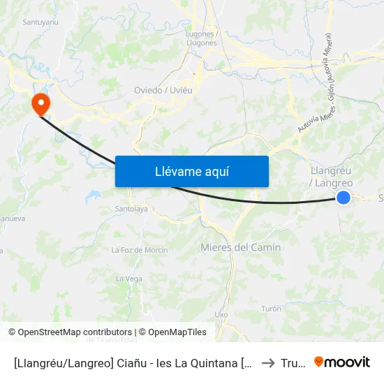 [Llangréu/Langreo]  Ciañu - Ies La Quintana [Cta 00429] to Trubia map