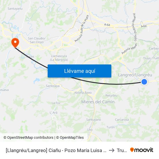 [Llangréu/Langreo]  Ciañu - Pozo María Luisa [Cta 00430] to Trubia map