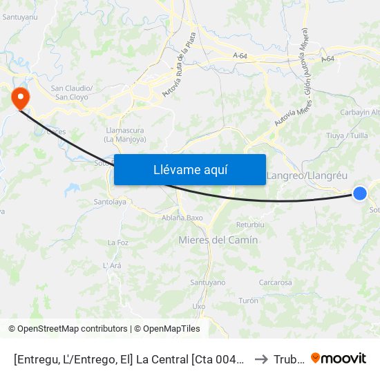 [Entregu, L'/Entrego, El]  La Central [Cta 00439] to Trubia map