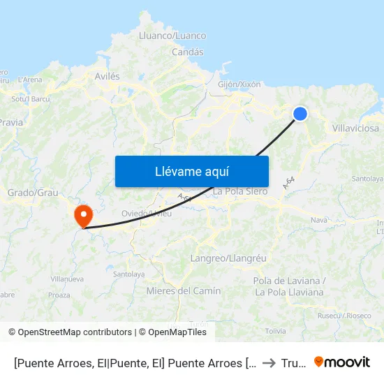 [Puente Arroes, El|Puente, El]  Puente Arroes [Cta 00513] to Trubia map