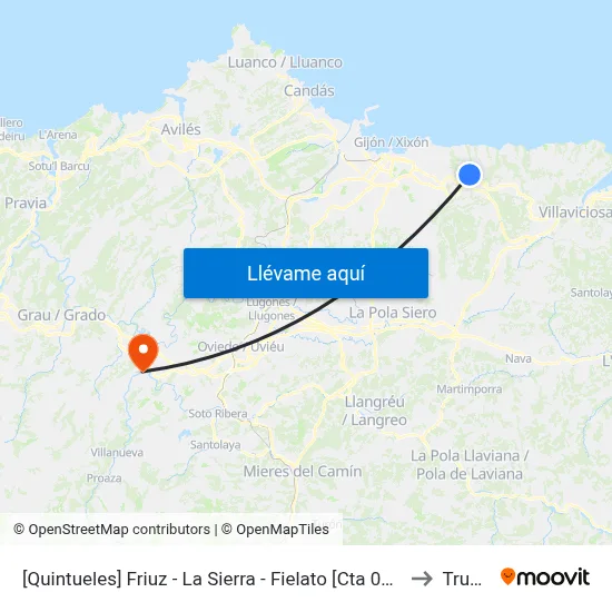 [Quintueles]  Friuz - La Sierra - Fielato [Cta 00544] to Trubia map