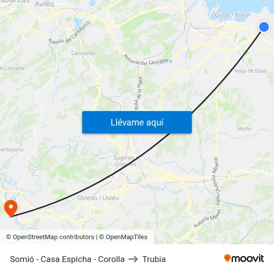 Somió - Casa Espicha - Corolla to Trubia map