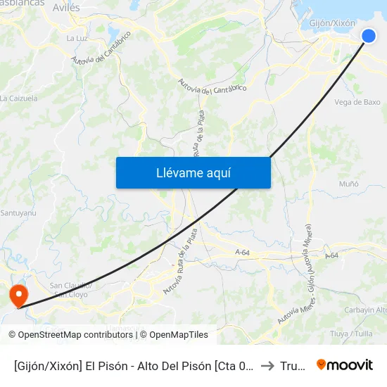 [Gijón/Xixón]  El Pisón - Alto Del Pisón [Cta 00568] to Trubia map