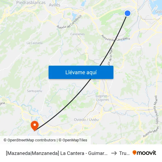 [Mazaneda|Manzaneda]  La Cantera - Guimarán [Cta 00588] to Trubia map