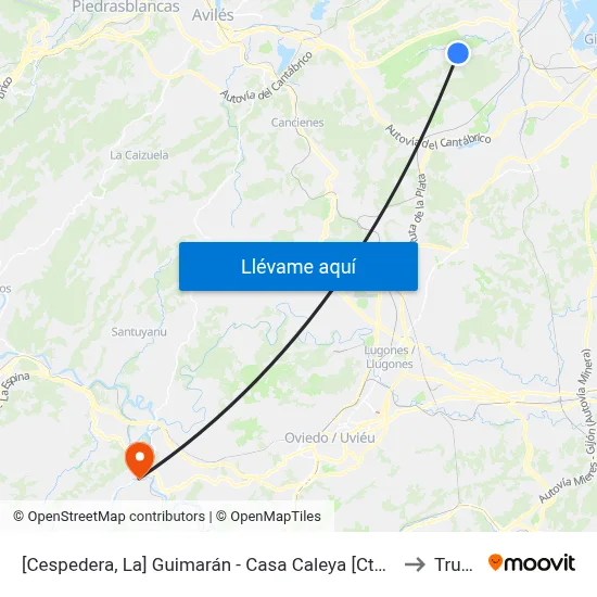 [Cespedera, La]  Guimarán - Casa Caleya [Cta 00595] to Trubia map