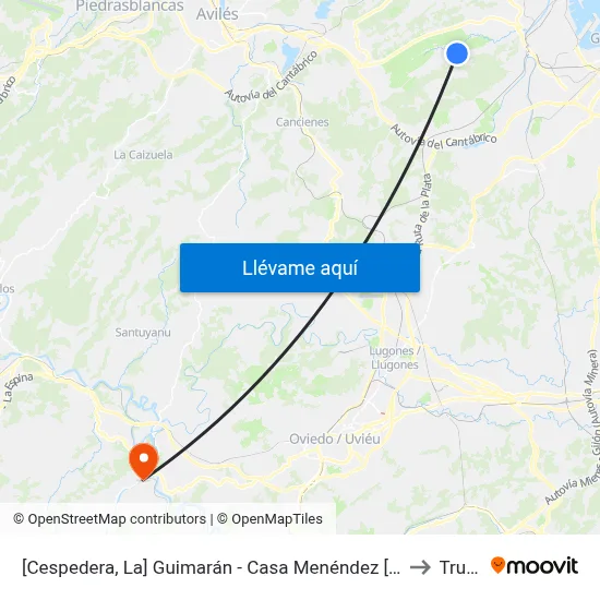 [Cespedera, La]  Guimarán - Casa Menéndez [Cta 00597] to Trubia map