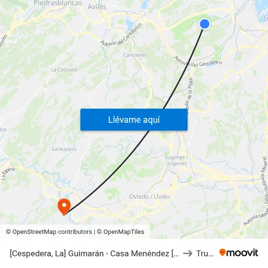 [Cespedera, La]  Guimarán - Casa Menéndez [Cta 00598] to Trubia map