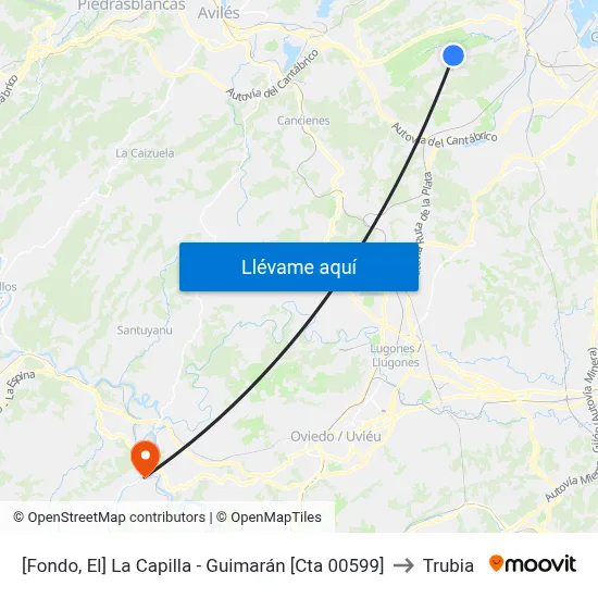 [Fondo, El]  La Capilla - Guimarán [Cta 00599] to Trubia map