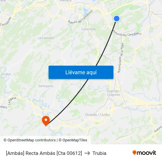 [Ambás]  Recta Ambás [Cta 00612] to Trubia map