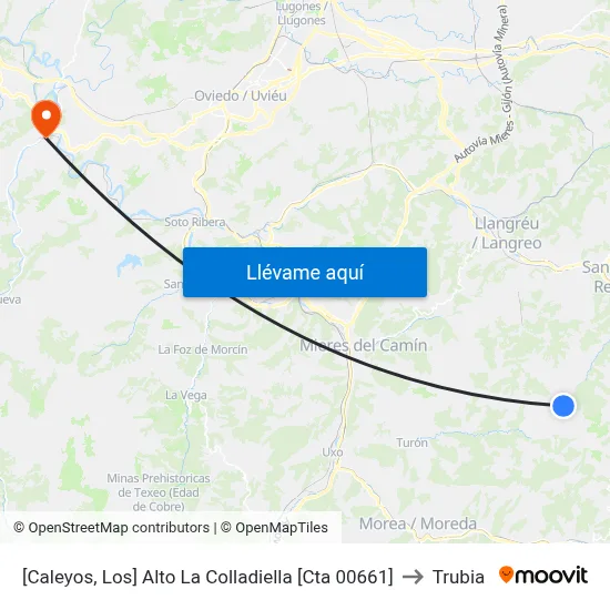 [Caleyos, Los]  Alto La Colladiella [Cta 00661] to Trubia map