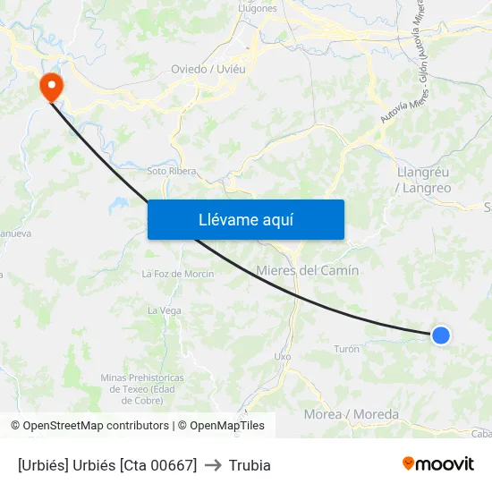 [Urbiés]  Urbiés [Cta 00667] to Trubia map