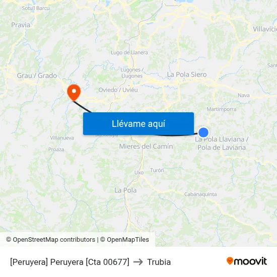 [Peruyera]  Peruyera [Cta 00677] to Trubia map
